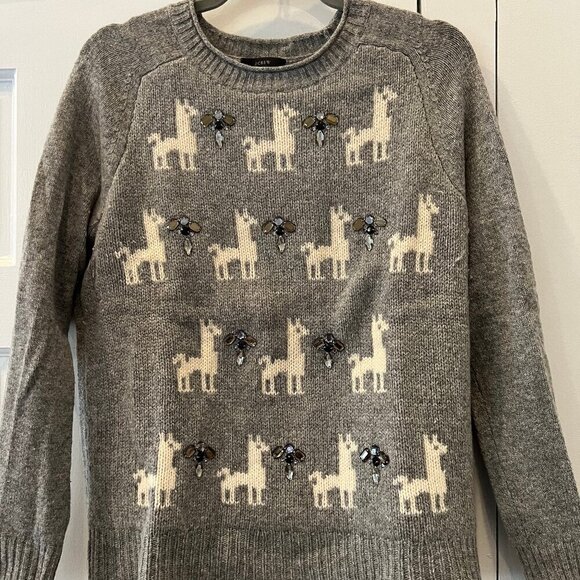 J. Crew Sweaters - J. Crew Jeweled Llama Sweater Size M